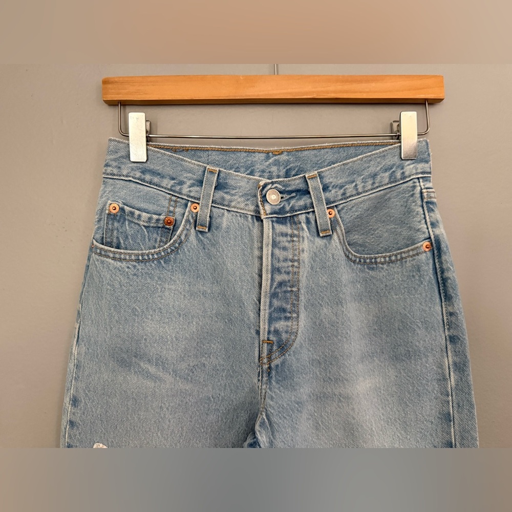 Levi's 501 Patchwork Flower High Rise Straight Le… - image 8